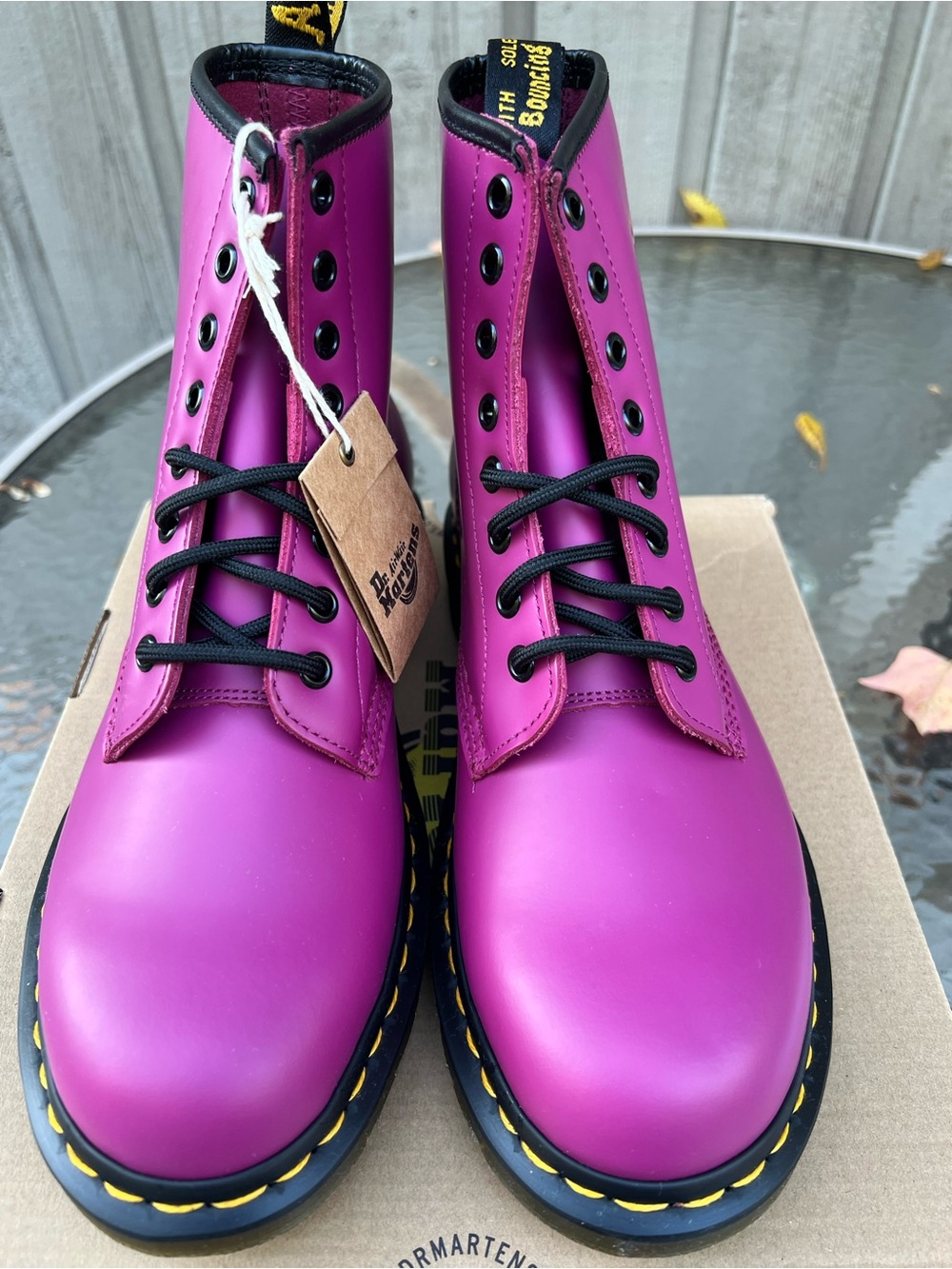 Dr. Martens Fuschia Leather 1460 8-Eye Lace-Up Boots